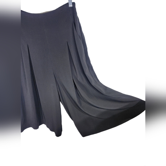 Rebecca Tailor Wide Leg Crop Pants Womens Size 10 Black - Picture 3 of 13